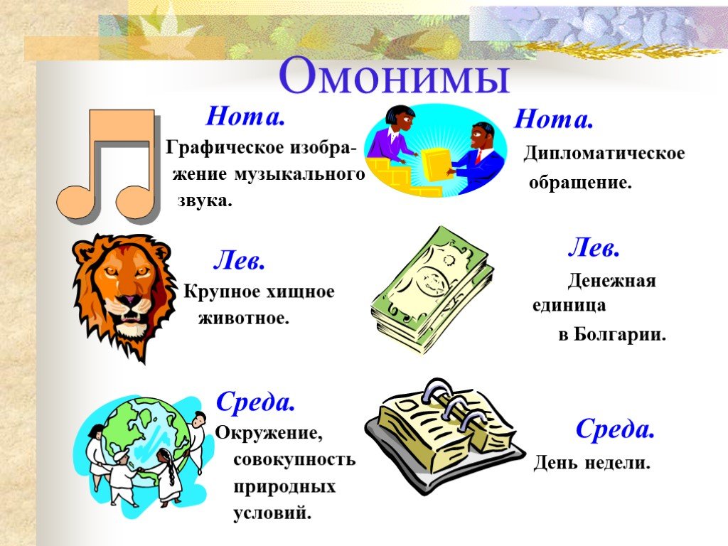 Многозначные слова: какие еще встречаются в русском языке