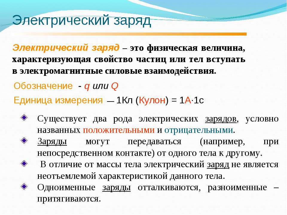 Электрический заряд является одной из основных характеристик элементарных частиц и фундаментальным понятием в физике Одним из важных свойств