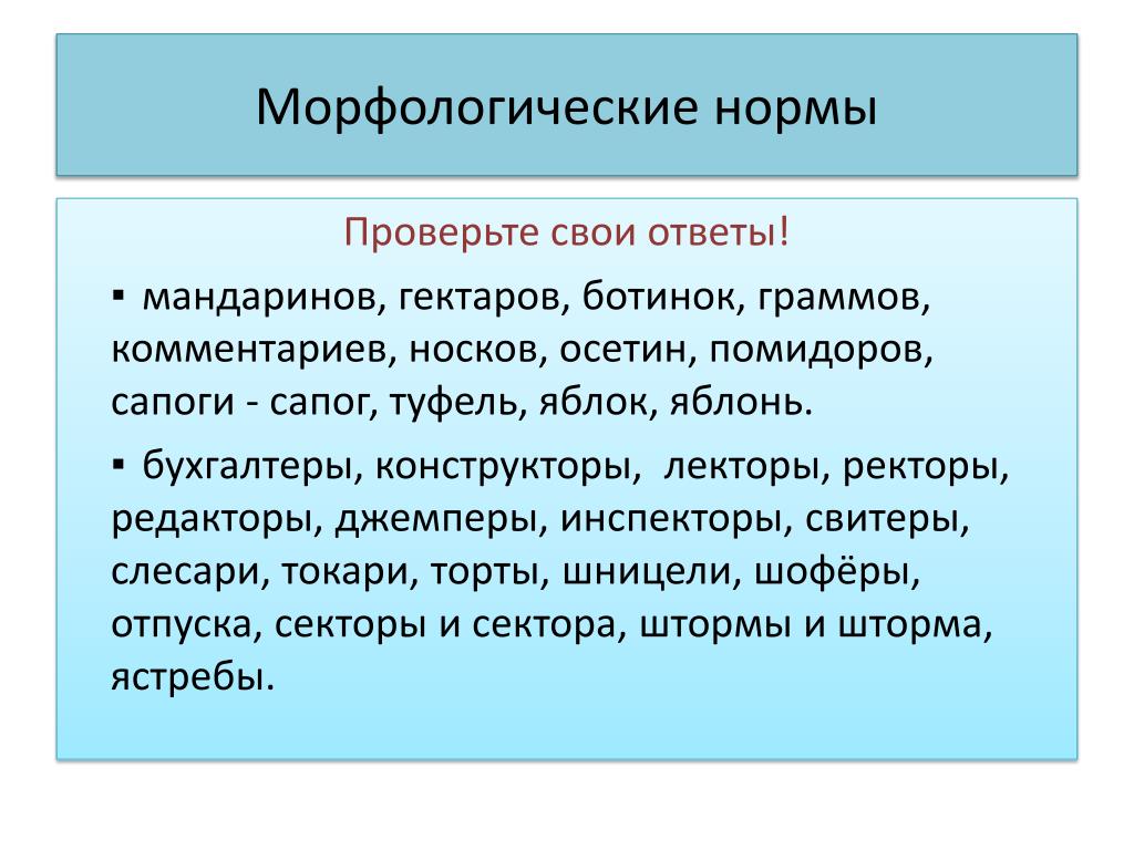 Основы морфологии русского языка: разделы, основные понятия и нормы