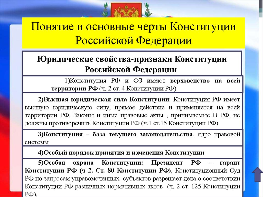 Характерные черты и особенности конституции российской федерации основные моменты и анализ | 97789891