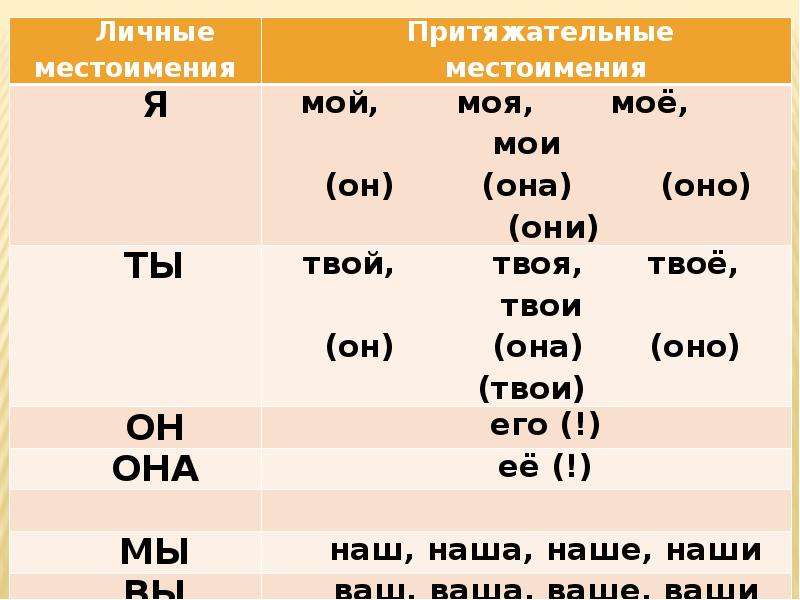 Притяжательные местоимения