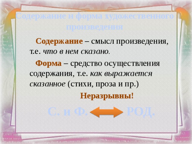 Характеристика основных элементов сюжета в литературных произведениях